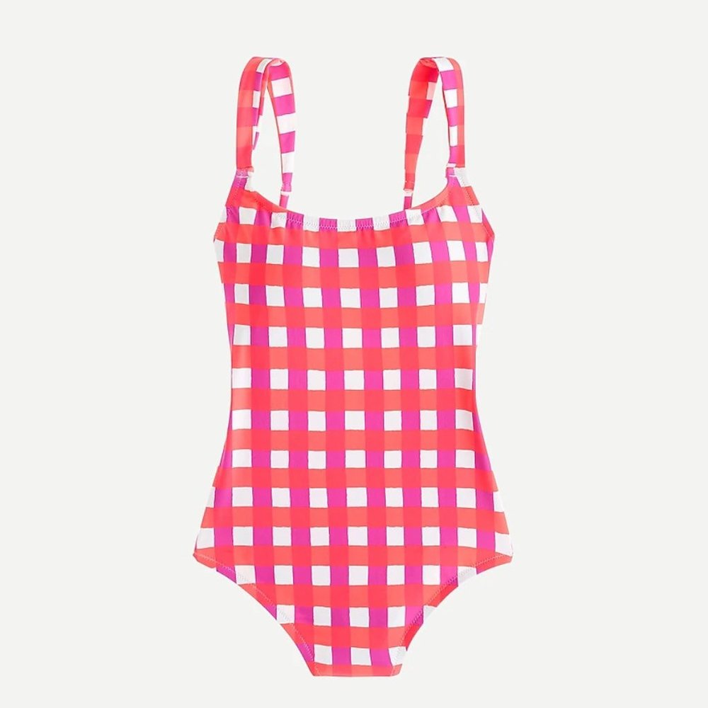 SZ Blockprints™ X J.Crew wide-strap pink gingham one-piece swimsuit